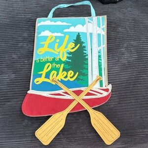 NWT Colorful Lake-Themed Wall Hanging made of canvas and felt fabric